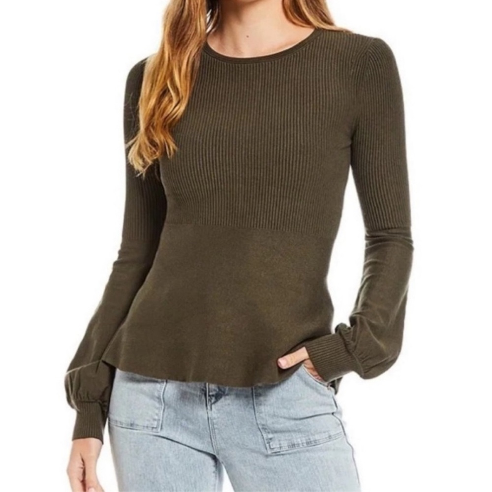 NWT A Loves A Rib Knit Peplum Sweater